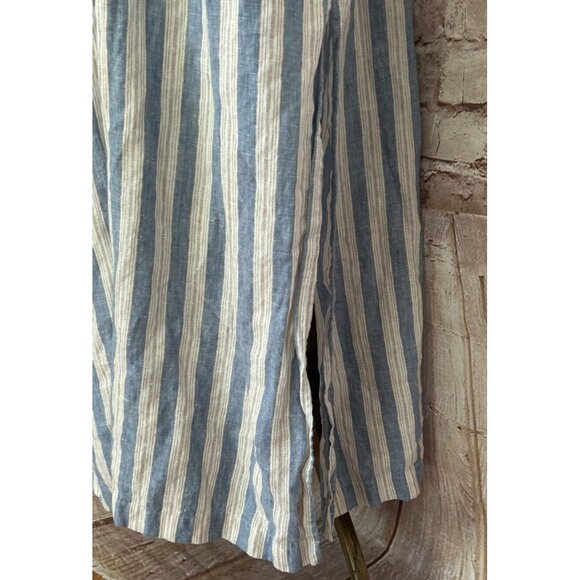 Boden Womens Dress Linen Kaftan Maxi Porcelain Blue Lurex Stripe Size 12P Petite - Picture 5 of 7